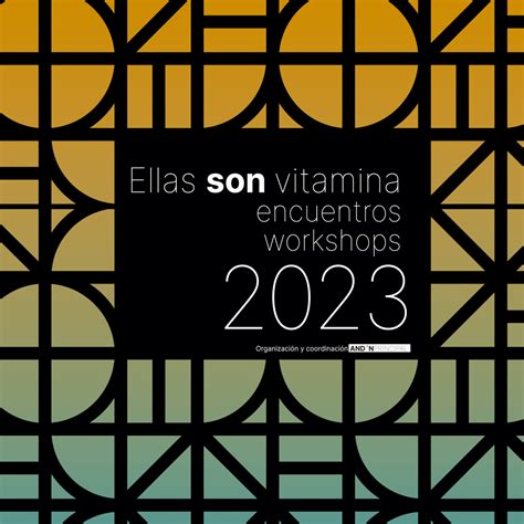 Cartel del evento “Ellas son vitamina 2023” con diseño geométrico en degradado de colores cálidos a fríos.
